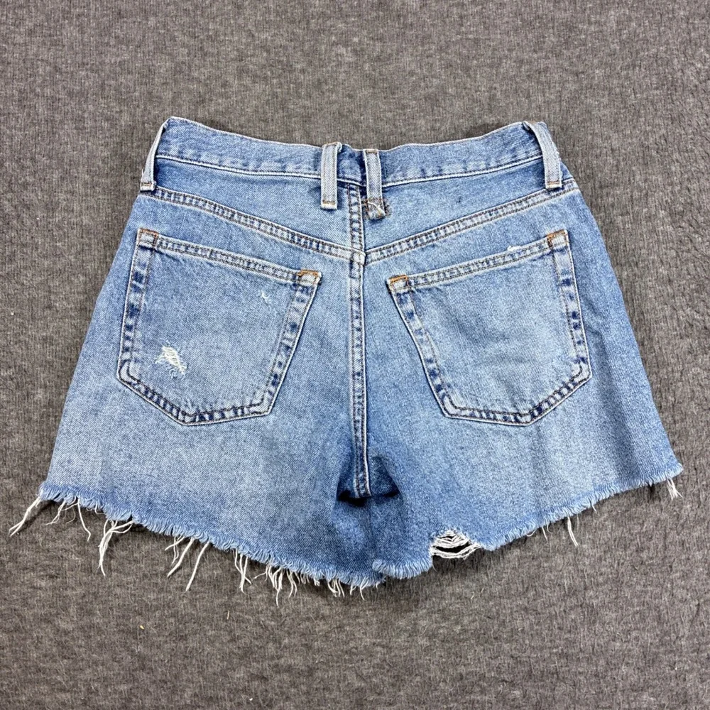 Free People We The Free Denim Shorts Women 24 Blue Distressed Raw Hem